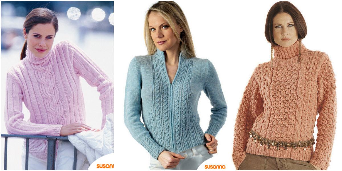 Женские пуловеры спицами с косами: три модели с описаниями