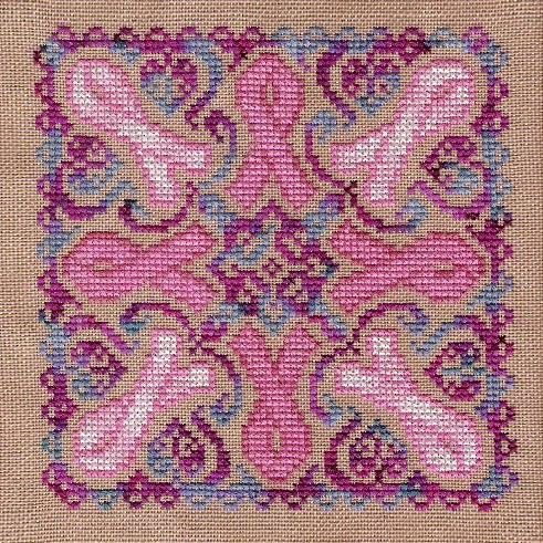 Розовая ленточка: схема вышивки крестом