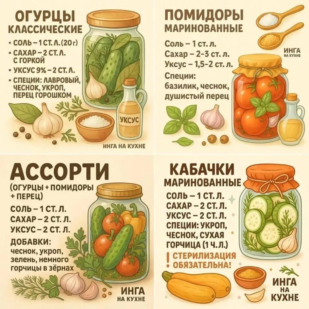 Золотая таблица маринадов &#127813;