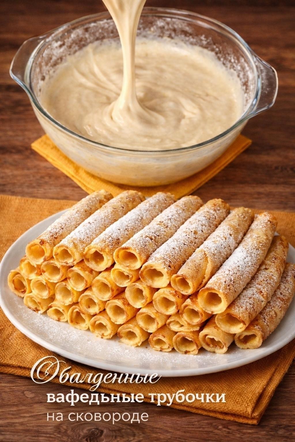 Обалденные вафельные трубочки на сковороде