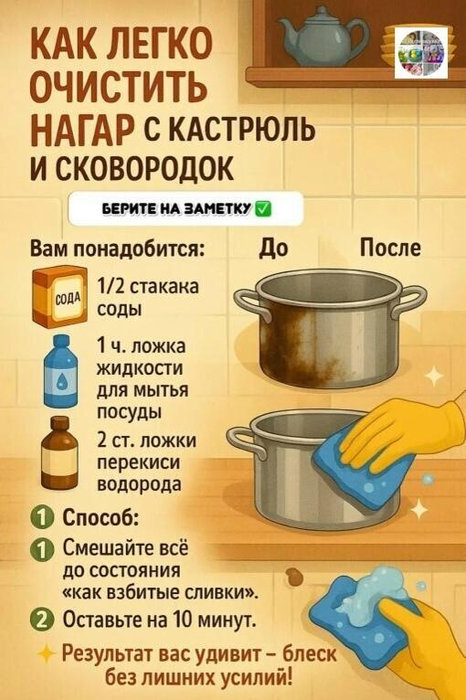 Как легко очистить кастрюли и сковородки