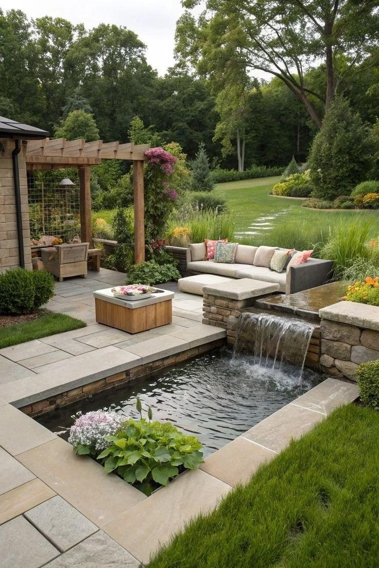 Небольшой пруд с водопадом