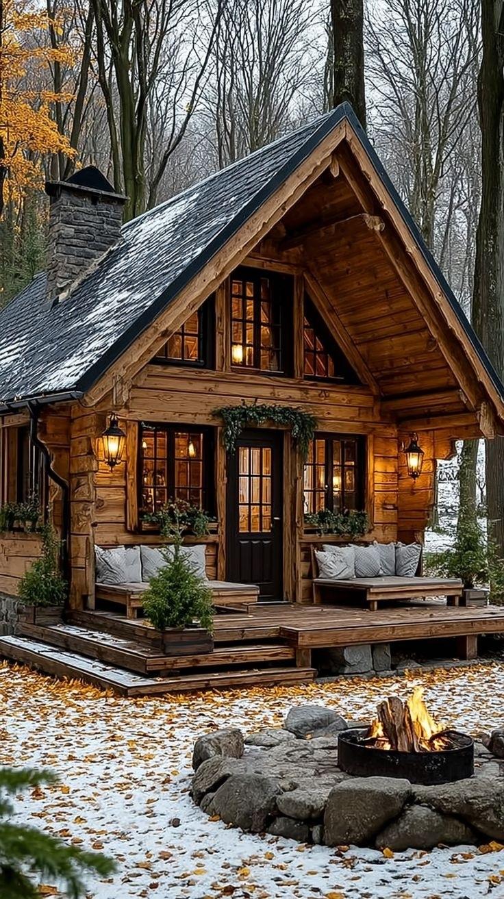 Классный домик в лесу с очагом &#128293;&#128077;