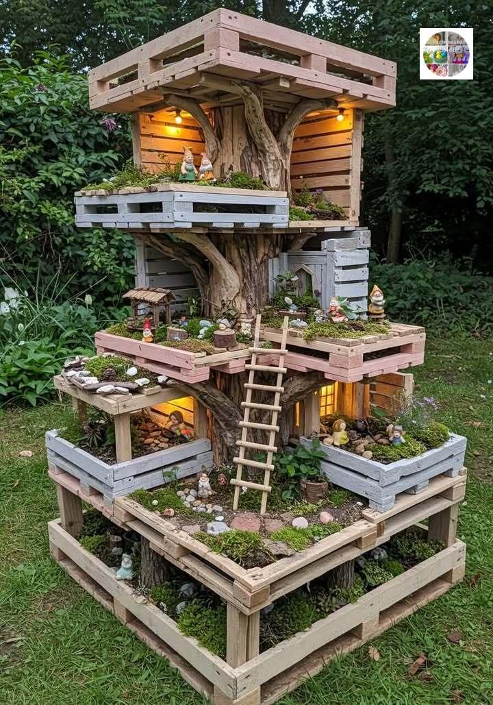Дом для садовых гномиков из поддонов