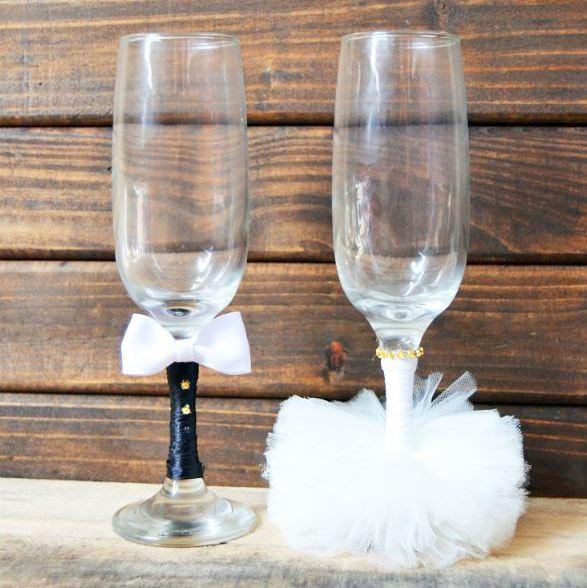 Свадебные бокалы своими руками. Идеи мастер-классы