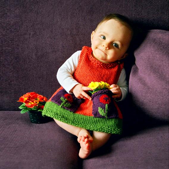 Сарафан для малышки спицами. Описание