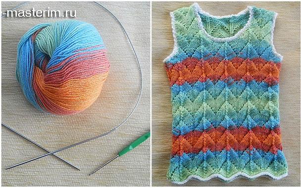 Вязаная жилетка спицами с узором "Ёлочка". Схема, описание и мастер-класс