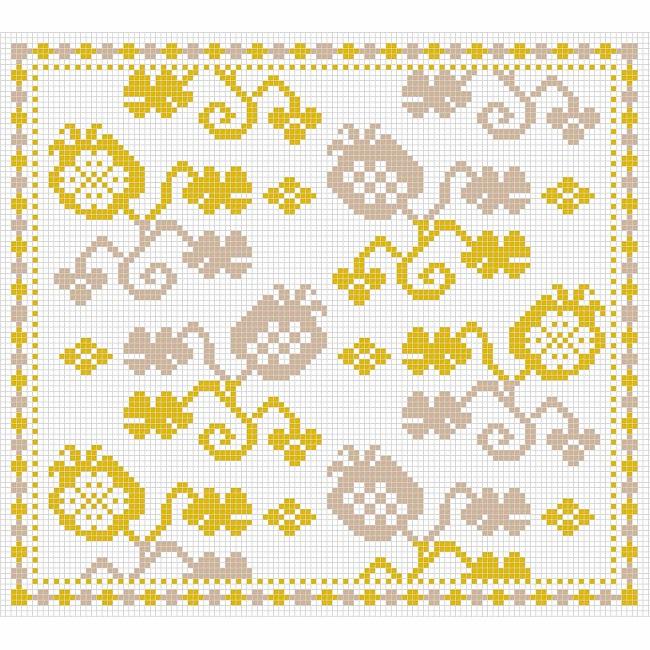 Средневековая вышивка крестом: гранаты. Схема