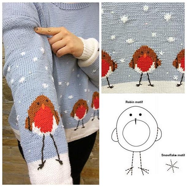 Как связать детский свитер со снегирями. Описание 