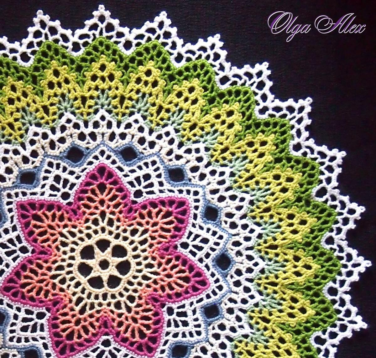 Салфетка крючком "Семицветик". Схема
