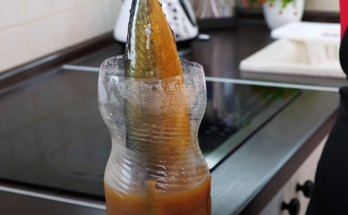 Копченая скумбрия из бутылки. Смешиваем чай с луковой шелухой и получается как с костра