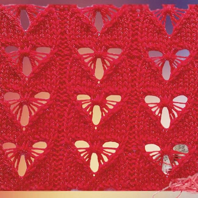 Узор спицами "Бантики". Схемы и мастер-классы