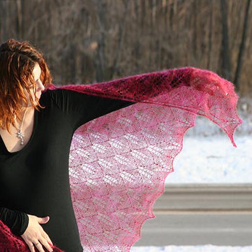 Ажурная шаль спицами "Кири". Схема и описание