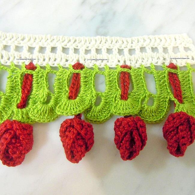 Кайма крючком "Цветы". Мастер-классы