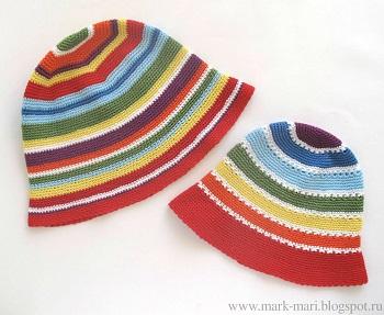 Вязаная панамка крючком "Радуга". Схема 