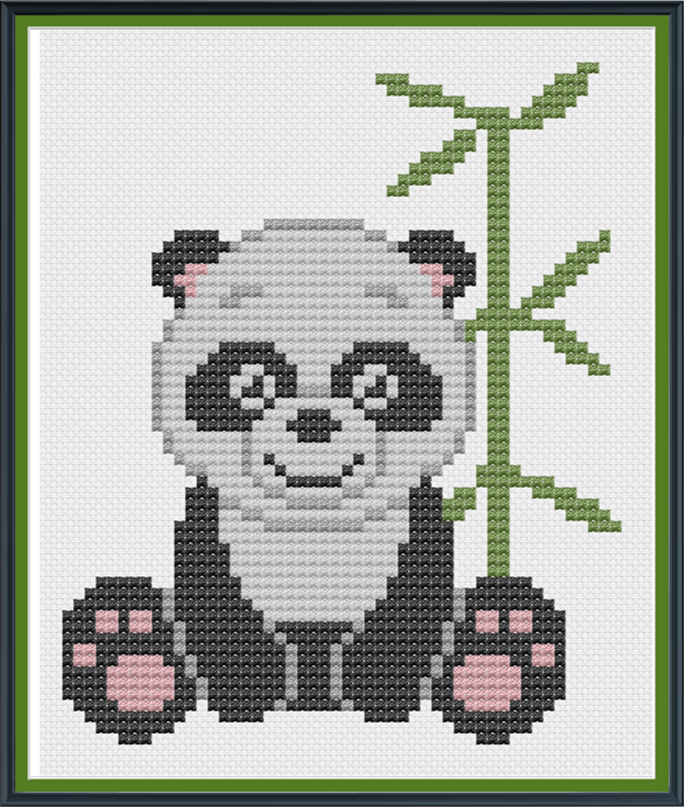 Забавный мишка панда: бесплатная схема для вышивки