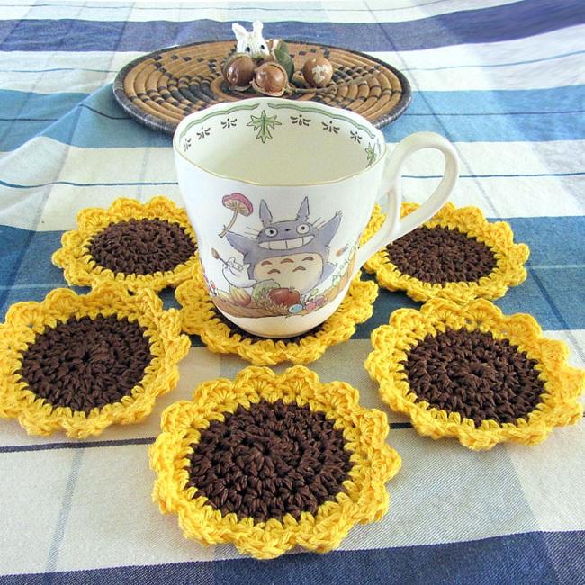 Прихватки крючком "Подсолнухи". Описание