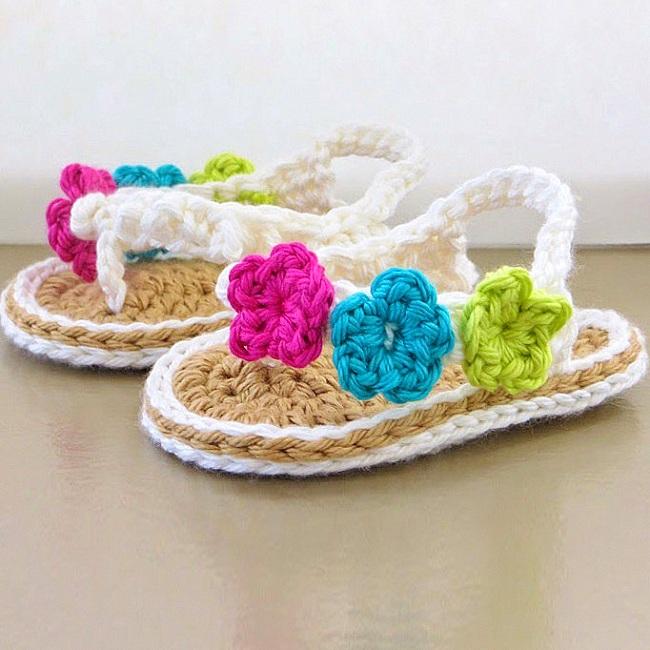 Вязаные пинетки-сандалики крючком для малышей. Схемы и мастер-классы