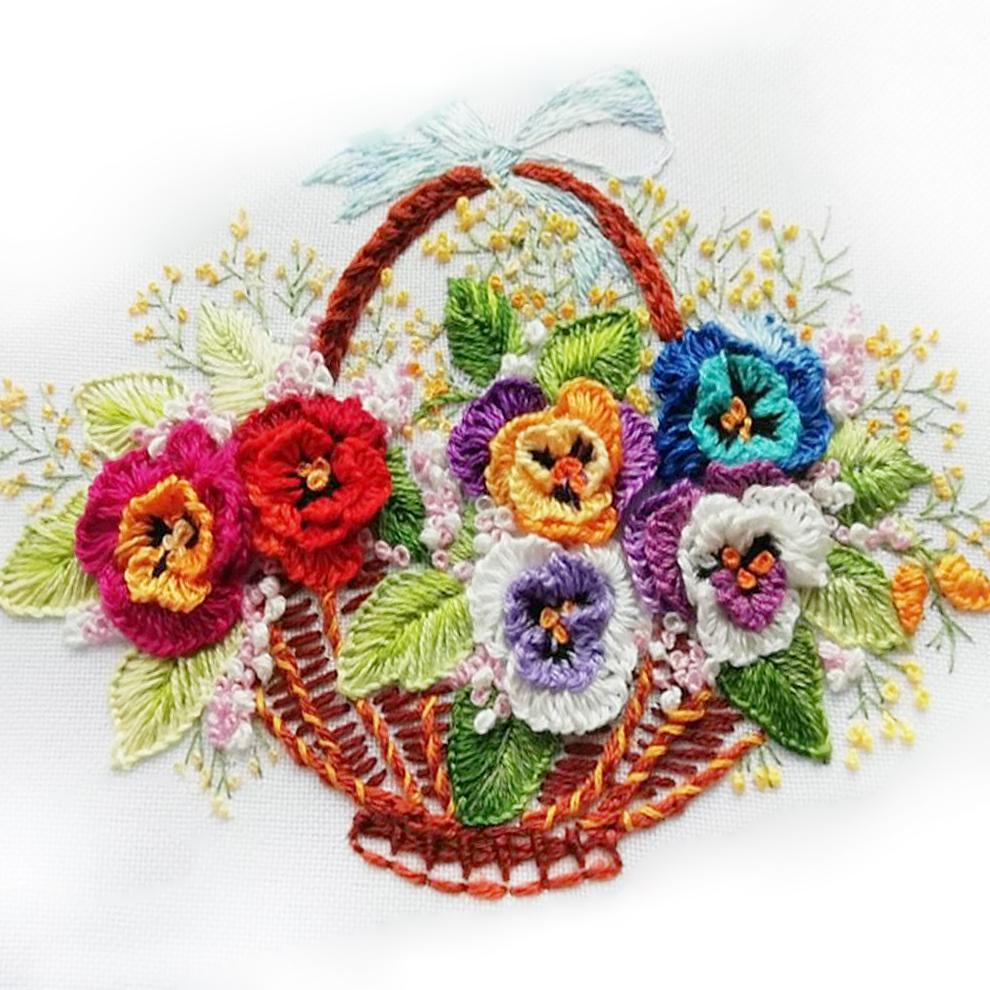 Вышивка "Анютины глазки". Мастер-класс