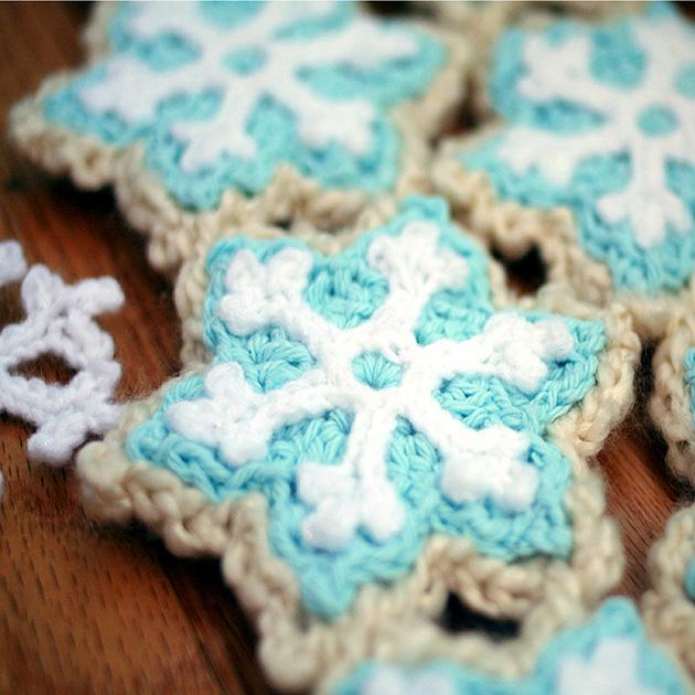 Вязаный шарф "Снежинки" крючком от Twinkie Chan