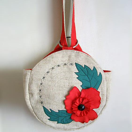 Круглая летняя сумочка с цветком. Мастер-класс