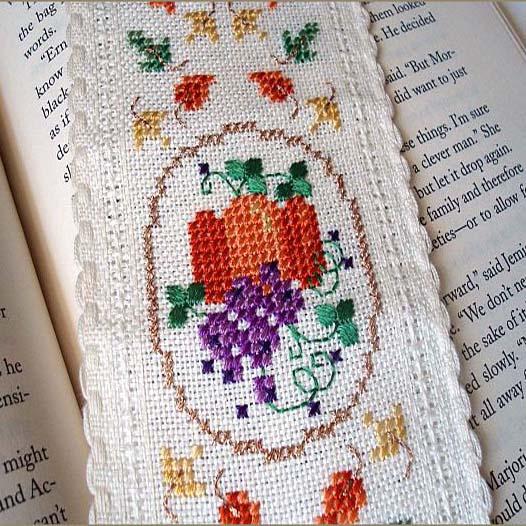 Схема вышивки закладки крестом "Осень"