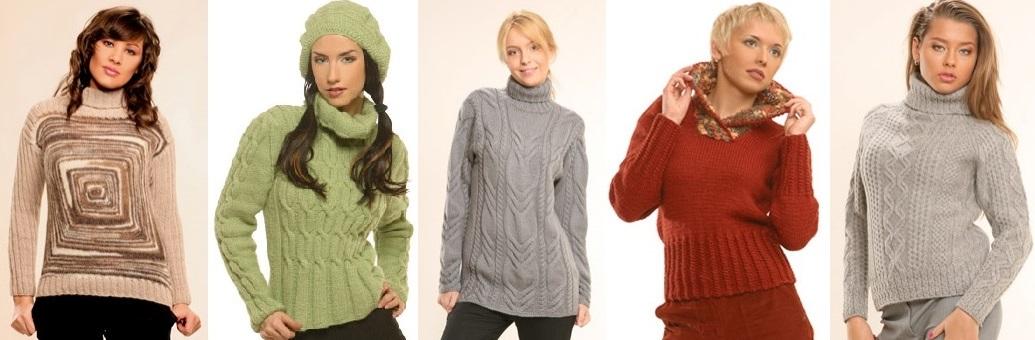 зимние вязаные женские пуловеры спицами