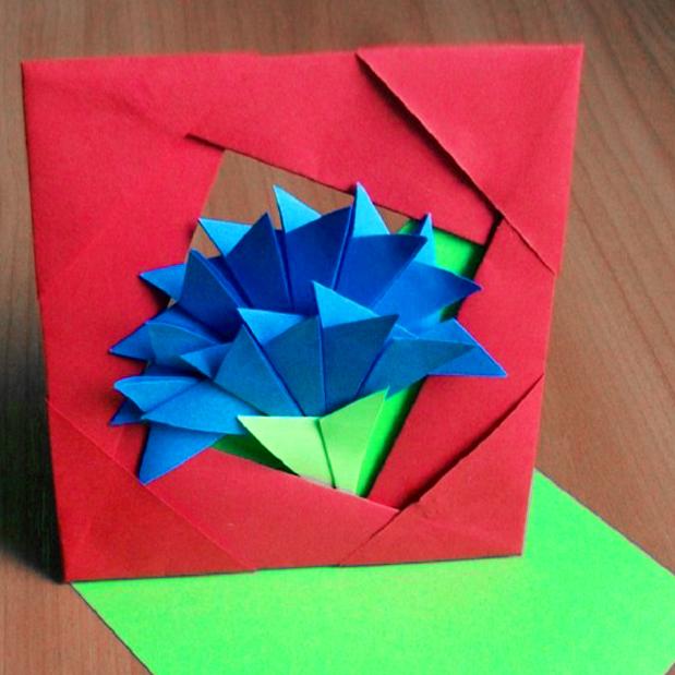 гвоздика из бумаги своими руками оригами мастер-класс
