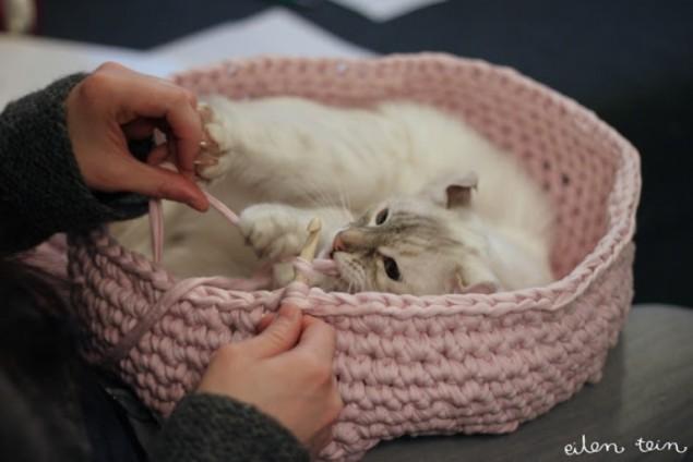 как связать домик для кошки своими руками